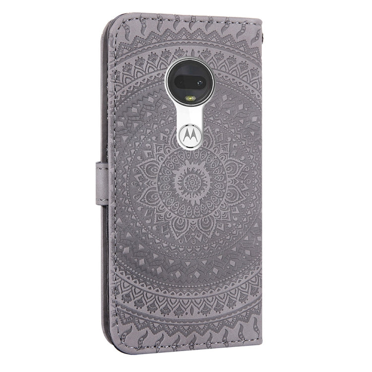 For Motorola  Moto G7 Pressed Printing Pattern Horizontal Flip PU Leather Case with Holder & Card Slots & Wallet & & Lanyard