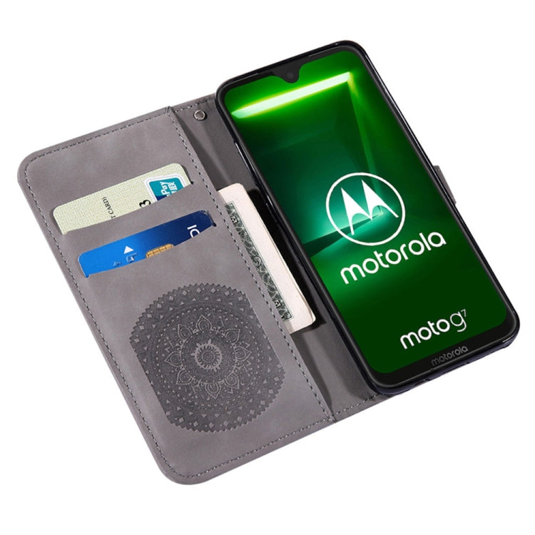 For Motorola  Moto G7 Pressed Printing Pattern Horizontal Flip PU Leather Case with Holder & Card Slots & Wallet & & Lanyard
