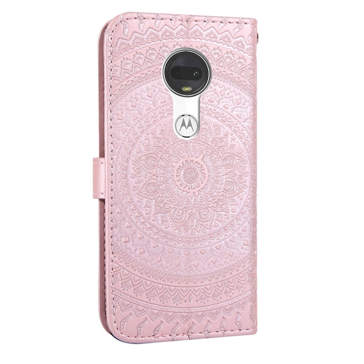 For Motorola  Moto G7 Pressed Printing Pattern Horizontal Flip PU Leather Case with Holder & Card Slots & Wallet & & Lanyard