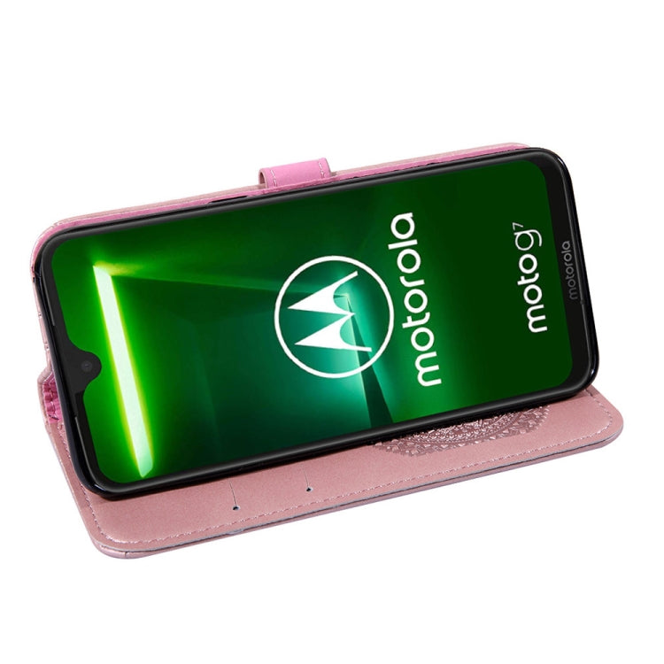 For Motorola  Moto G7 Pressed Printing Pattern Horizontal Flip PU Leather Case with Holder & Card Slots & Wallet & & Lanyard