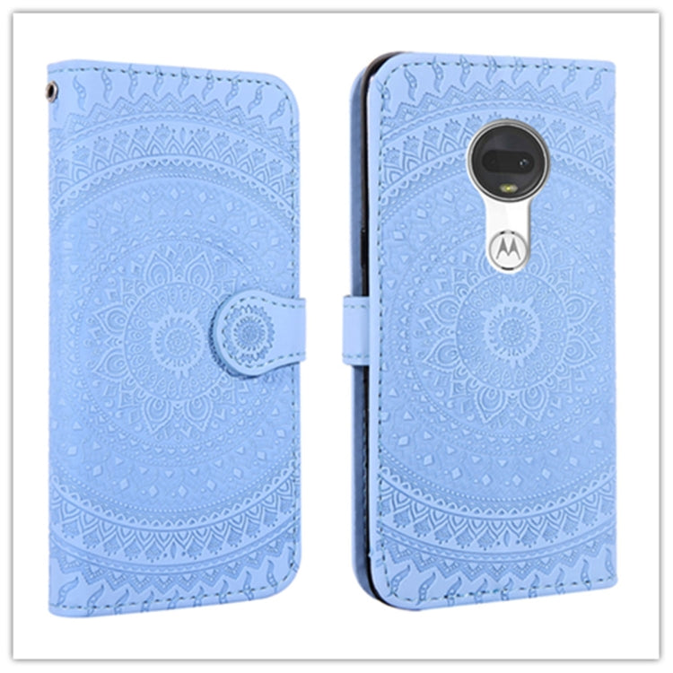 For Motorola  Moto G7 Pressed Printing Pattern Horizontal Flip PU Leather Case with Holder & Card Slots & Wallet & & Lanyard