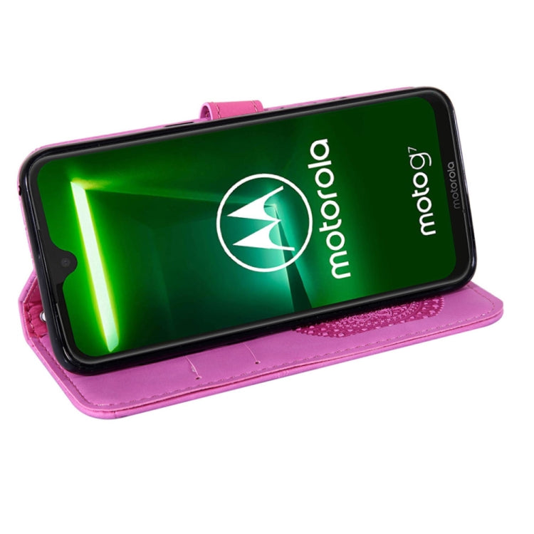 For Motorola  Moto G7 Pressed Printing Pattern Horizontal Flip PU Leather Case with Holder & Card Slots & Wallet & & Lanyard
