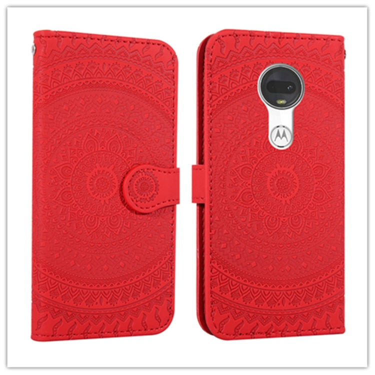 For Motorola  Moto G7 Pressed Printing Pattern Horizontal Flip PU Leather Case with Holder & Card Slots & Wallet & & Lanyard