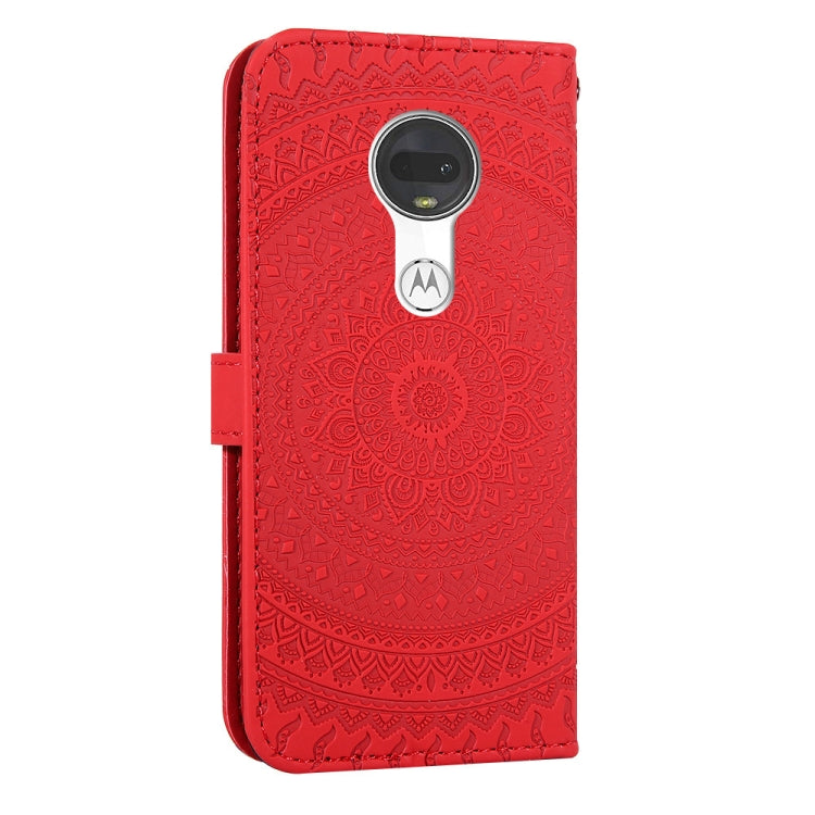 For Motorola  Moto G7 Pressed Printing Pattern Horizontal Flip PU Leather Case with Holder & Card Slots & Wallet & & Lanyard