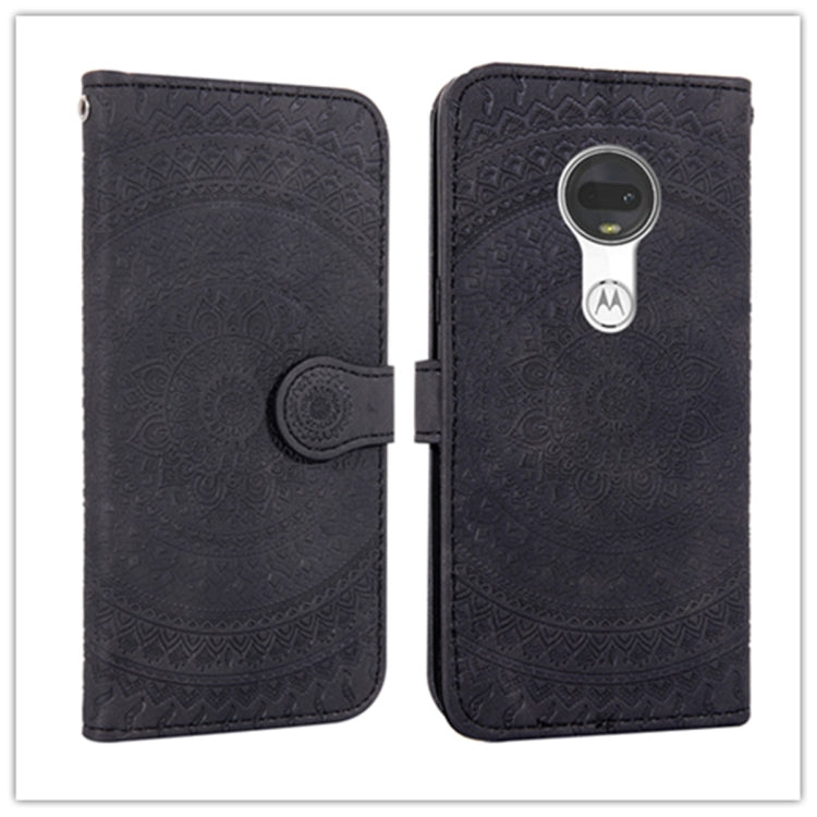 For Motorola  Moto G7 Pressed Printing Pattern Horizontal Flip PU Leather Case with Holder & Card Slots & Wallet & & Lanyard