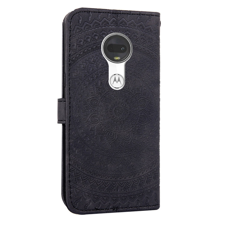 For Motorola  Moto G7 Pressed Printing Pattern Horizontal Flip PU Leather Case with Holder & Card Slots & Wallet & & Lanyard