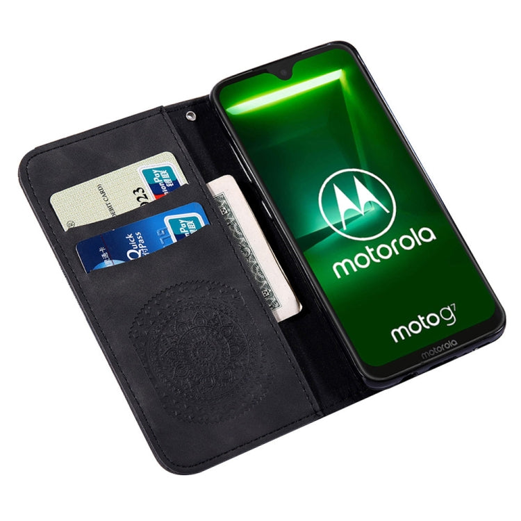 For Motorola  Moto G7 Pressed Printing Pattern Horizontal Flip PU Leather Case with Holder & Card Slots & Wallet & & Lanyard