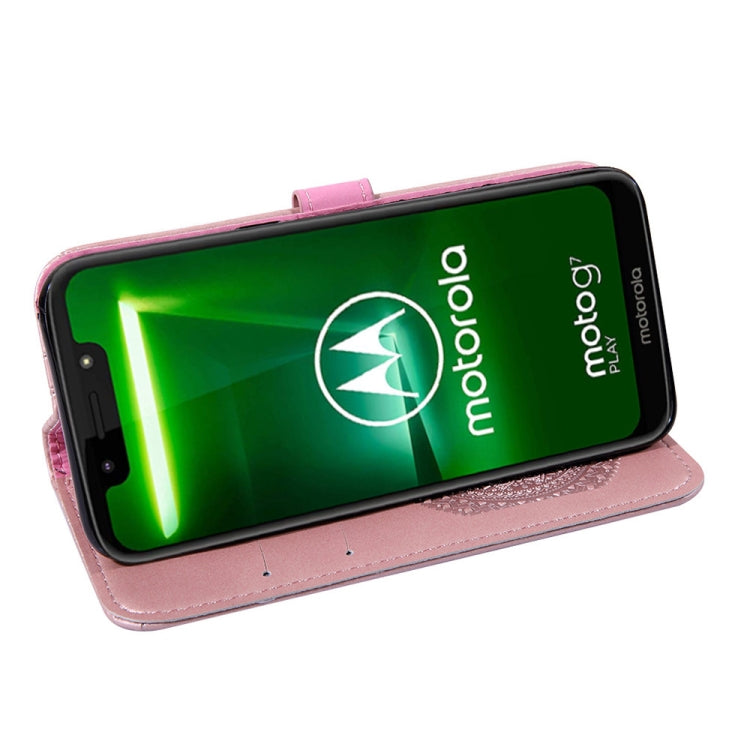 For Motorola  Moto G7 Play Pressed Printing Pattern Horizontal Flip PU Leather Case with Holder & Card Slots & Wallet & & Lanyard