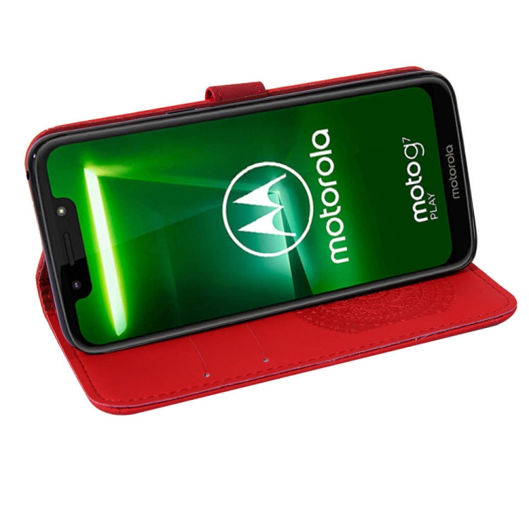 For Motorola  Moto G7 Play Pressed Printing Pattern Horizontal Flip PU Leather Case with Holder & Card Slots & Wallet & & Lanyard