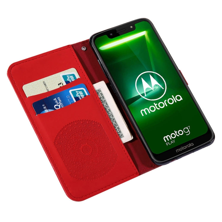 For Motorola  Moto G7 Play Pressed Printing Pattern Horizontal Flip PU Leather Case with Holder & Card Slots & Wallet & & Lanyard
