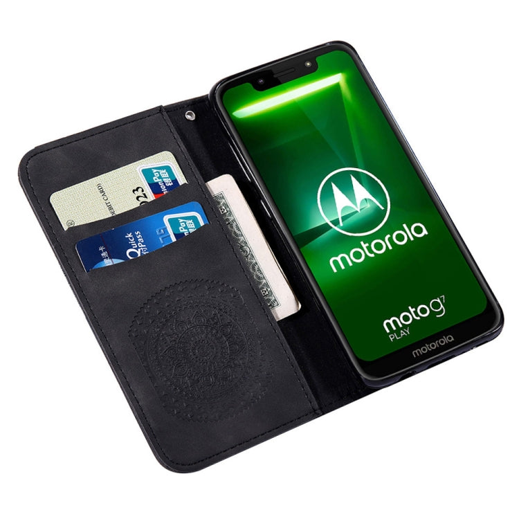 For Motorola  Moto G7 Play Pressed Printing Pattern Horizontal Flip PU Leather Case with Holder & Card Slots & Wallet & & Lanyard