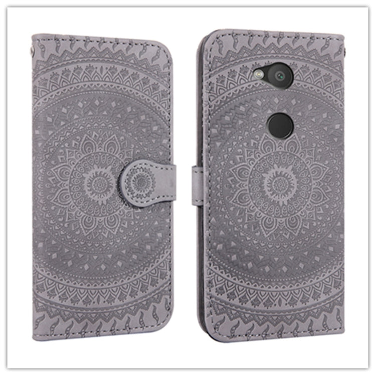 For  Sony Xperia L2 Pressed Printing Pattern Horizontal Flip PU Leather Case with Holder & Card Slots & Wallet & & Lanyard