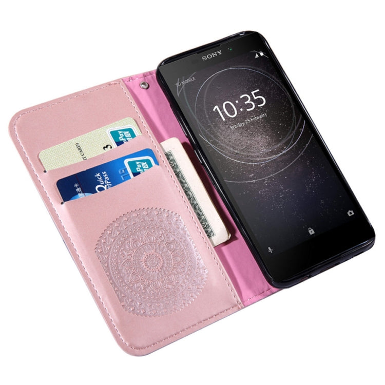 For  Sony Xperia L2 Pressed Printing Pattern Horizontal Flip PU Leather Case with Holder & Card Slots & Wallet & & Lanyard