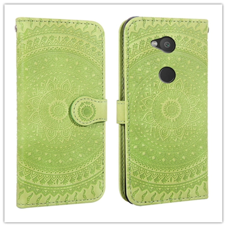 For  Sony Xperia L2 Pressed Printing Pattern Horizontal Flip PU Leather Case with Holder & Card Slots & Wallet & & Lanyard