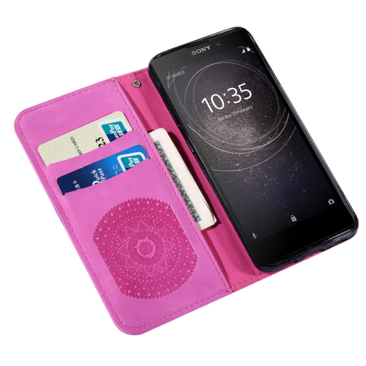 For  Sony Xperia L2 Pressed Printing Pattern Horizontal Flip PU Leather Case with Holder & Card Slots & Wallet & & Lanyard