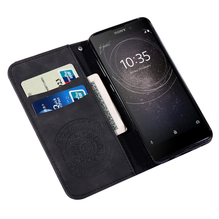 For  Sony Xperia L2 Pressed Printing Pattern Horizontal Flip PU Leather Case with Holder & Card Slots & Wallet & & Lanyard