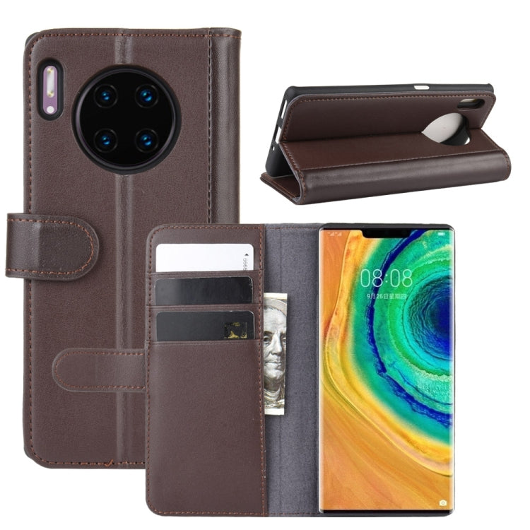 For Huawei Mate 30 Pro Horizontal Flip Genuine Leather Case with Card Slots & Holder & Wallet