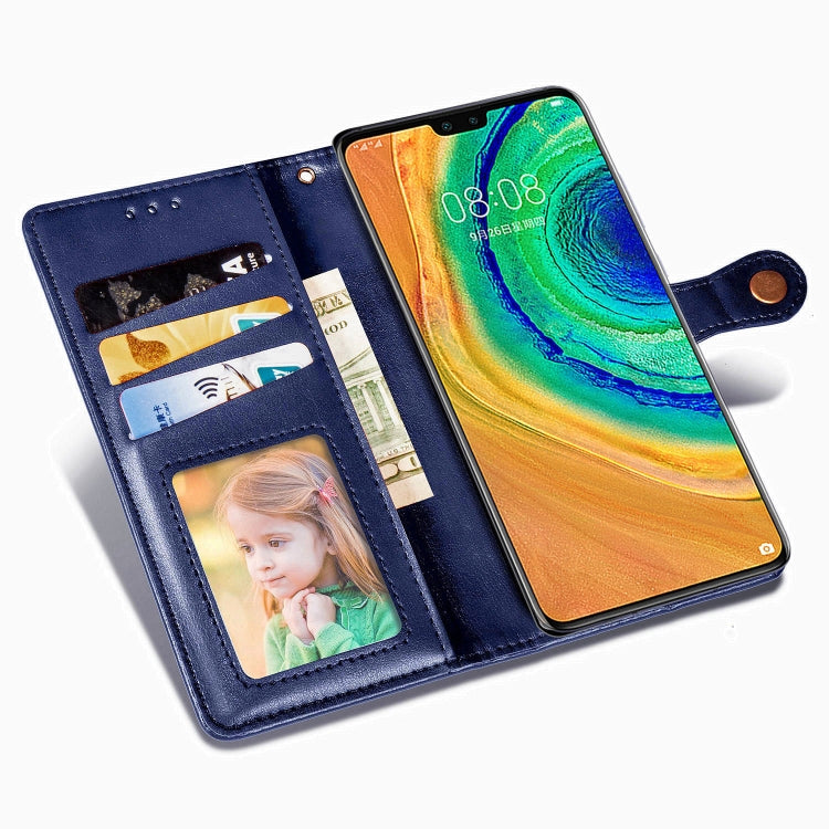 For Huawei Mate 30 Hat-Prince Litchi Texture Horizontal Flip Leather Case with Card Slots Dark Blue
