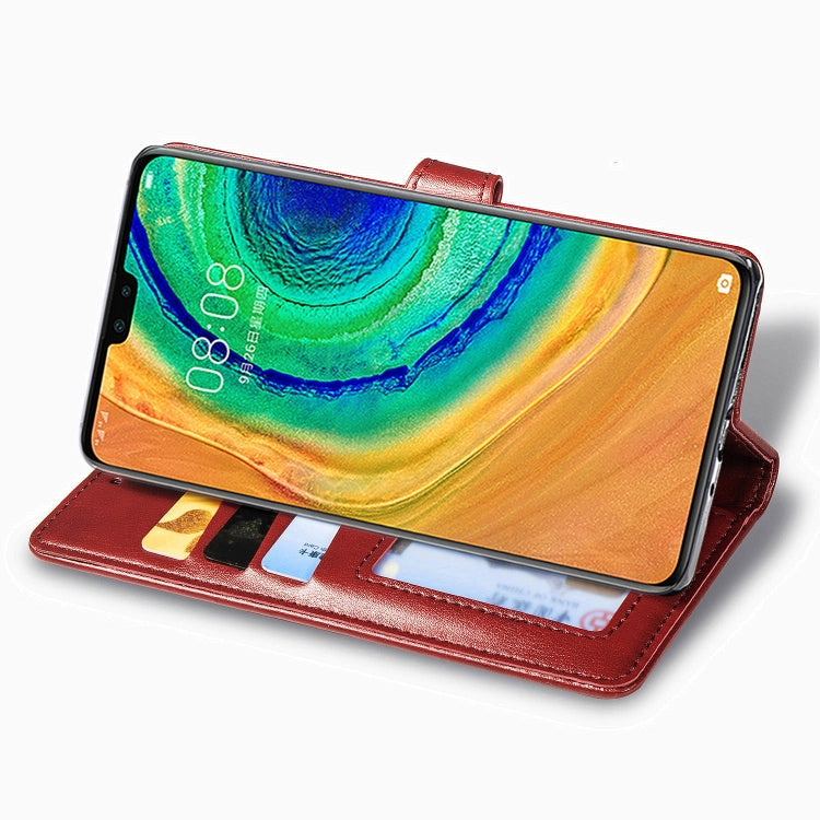 For Huawei Mate 30 Hat-Prince Litchi Texture Horizontal Flip Leather Case with Card Slots Red
