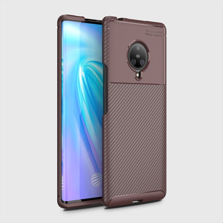 For VIVO NEX 3 Carbon Fiber Texture Shockproof TPU Case(Brown)