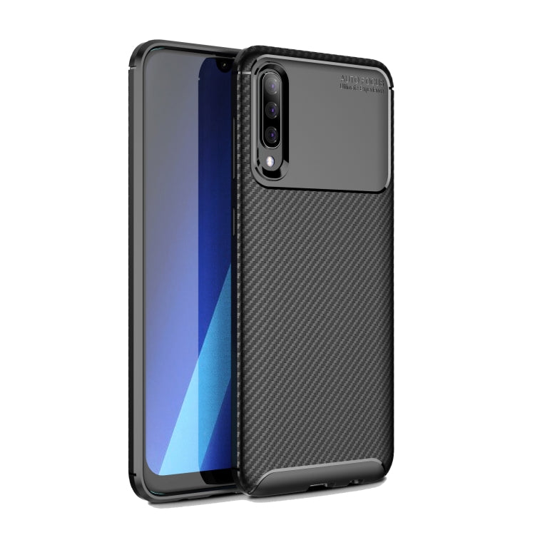 For Galaxy A70s  Carbon Fiber Texture Shockproof TPU Case(Black)