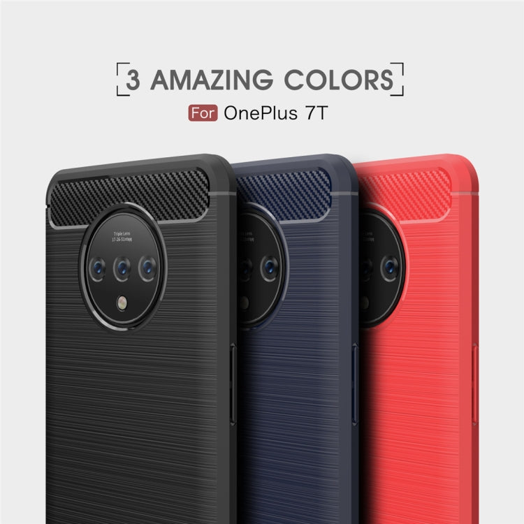 For Oneplus 7T Brushed Texture Carbon Fiber TPU Case