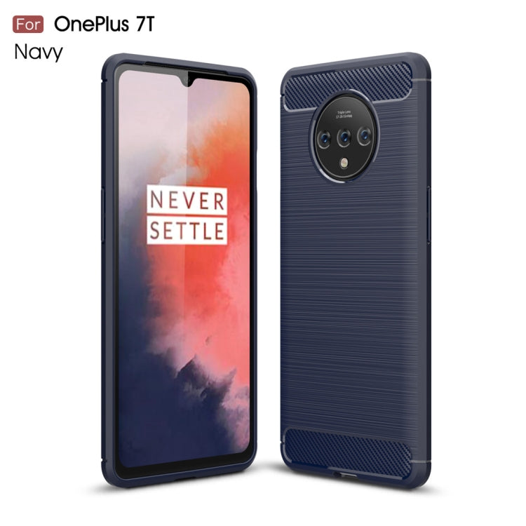 For Oneplus 7T Brushed Texture Carbon Fiber TPU Case