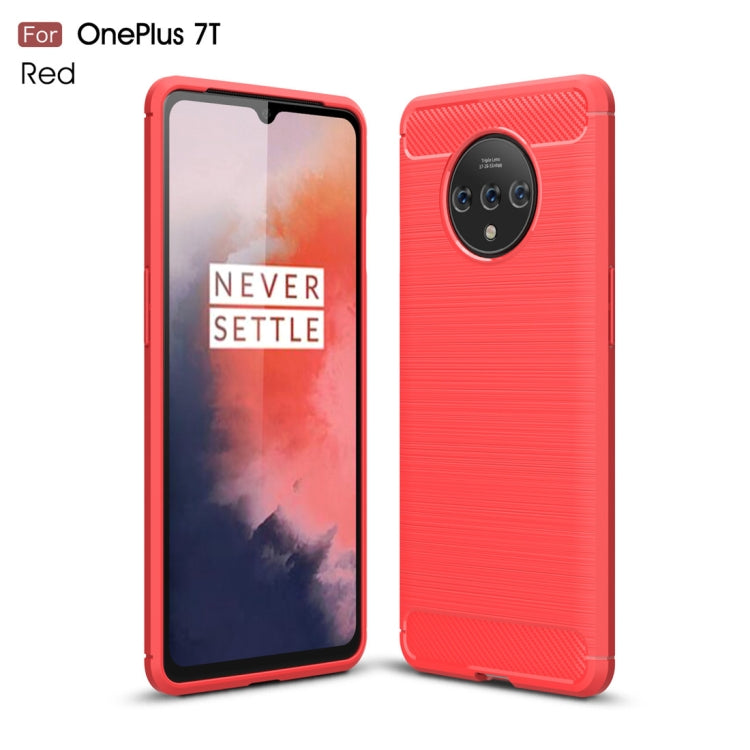 For Oneplus 7T Brushed Texture Carbon Fiber TPU Case