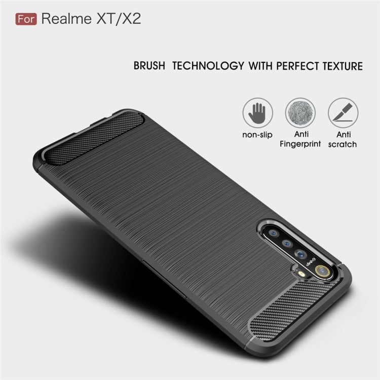 For Realme XT Brushed Texture Carbon Fiber TPU Case