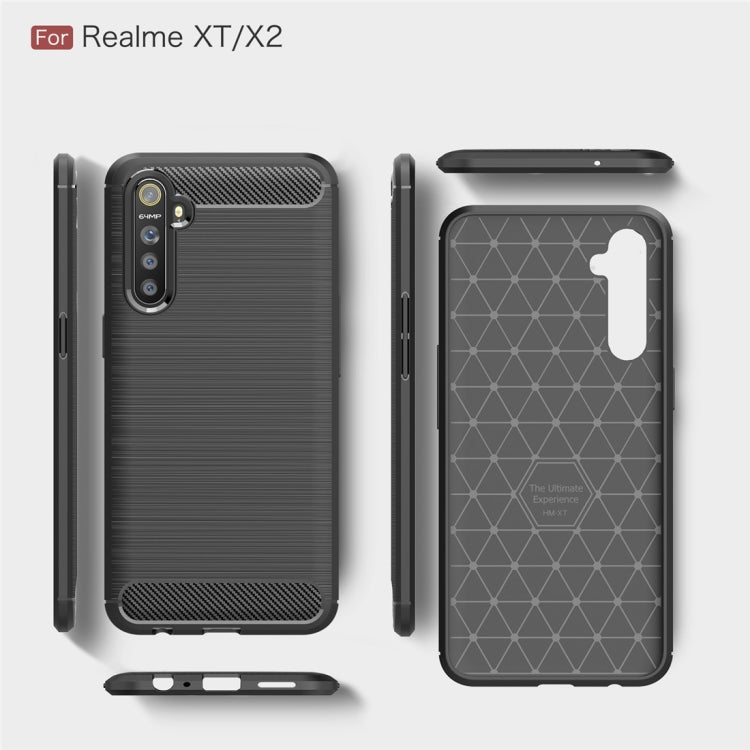 For Realme XT Brushed Texture Carbon Fiber TPU Case