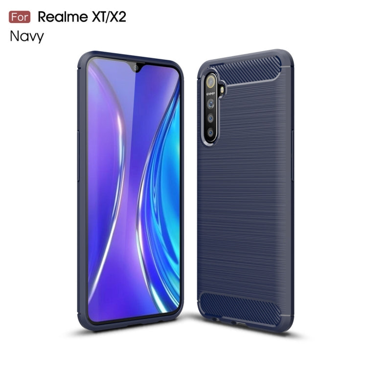 For Realme XT Brushed Texture Carbon Fiber TPU Case