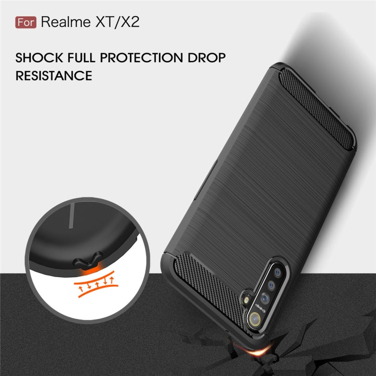 For Realme XT Brushed Texture Carbon Fiber TPU Case