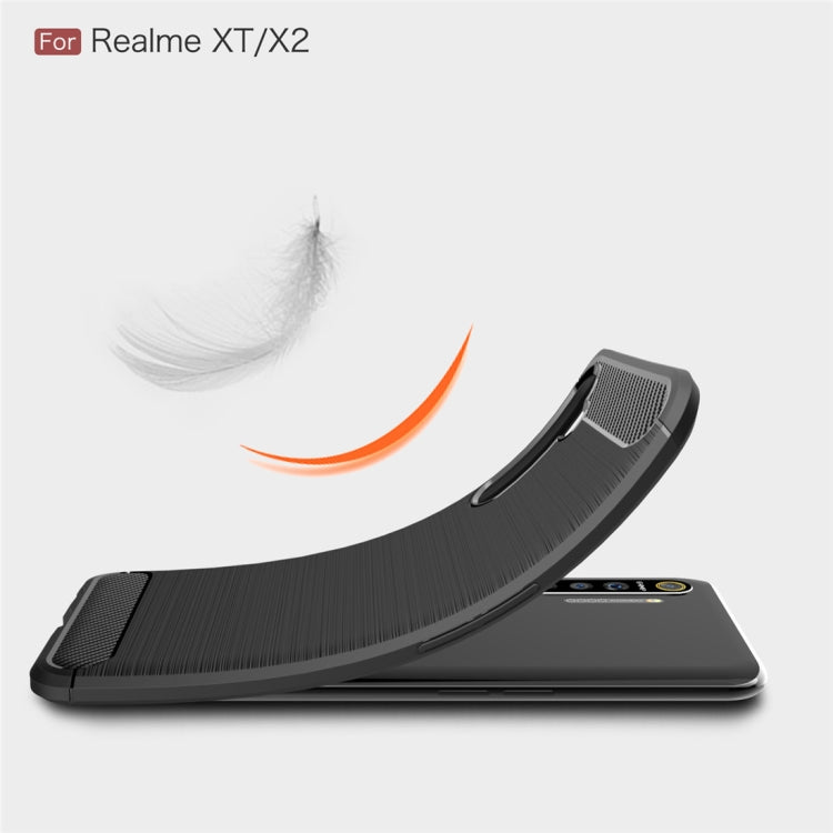 For Realme XT Brushed Texture Carbon Fiber TPU Case