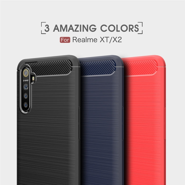 For Realme XT Brushed Texture Carbon Fiber TPU Case