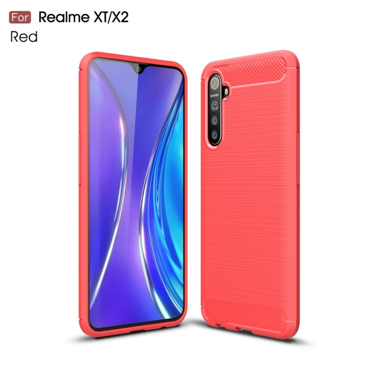 For Realme XT Brushed Texture Carbon Fiber TPU Case