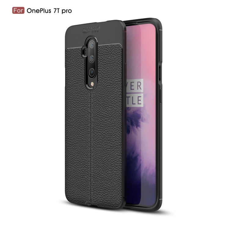For Oneplus 7T Pro  Litchi Texture TPU Shockproof Case(Black)