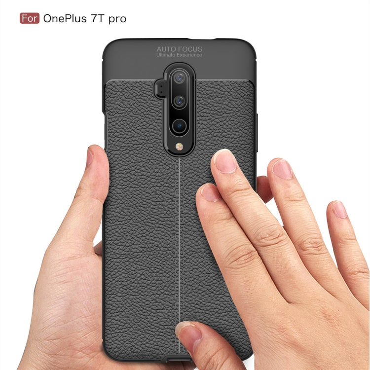 For Oneplus 7T Pro  Litchi Texture TPU Shockproof Case(Black)