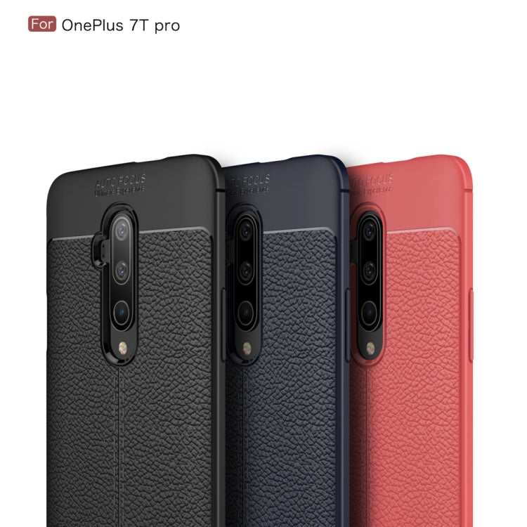 For Oneplus 7T Pro  Litchi Texture TPU Shockproof Case(Black)