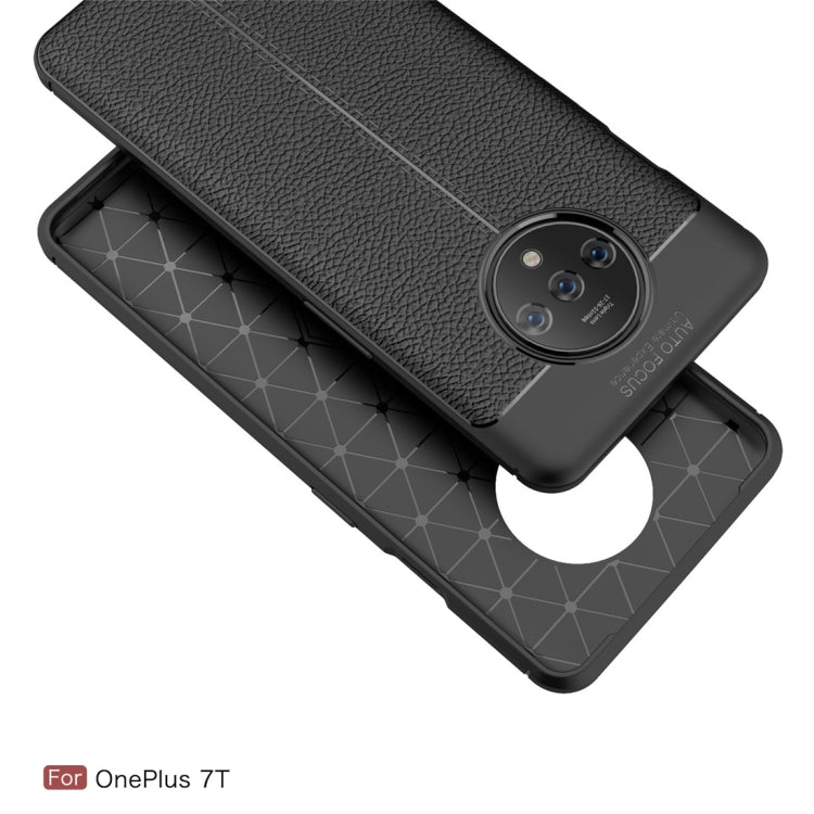 For Oneplus 7T  Litchi Texture TPU Shockproof Case(Black)