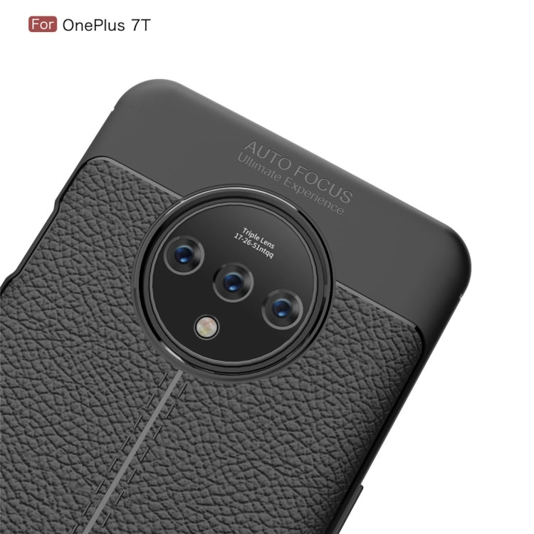 For Oneplus 7T  Litchi Texture TPU Shockproof Case(Black)