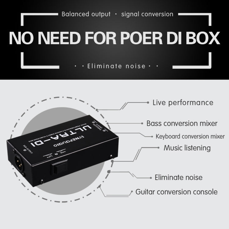 Electric Guitar Electric Bass Passive DI Box with Earthing Switch Function of Humming Noise Cancellation