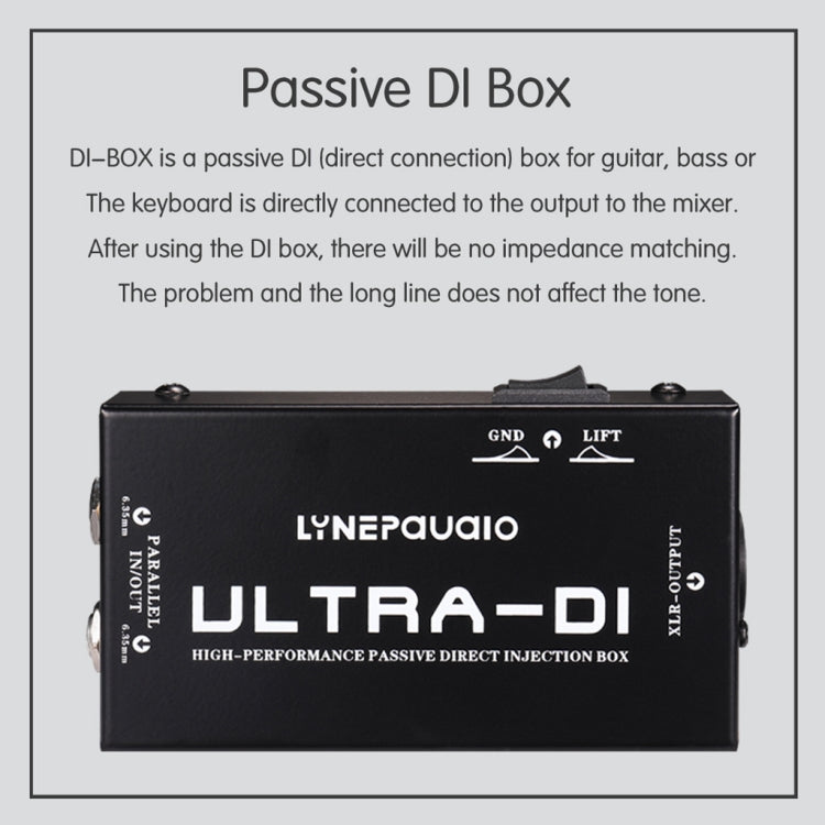 Electric Guitar Electric Bass Passive DI Box with Earthing Switch Function of Humming Noise Cancellation