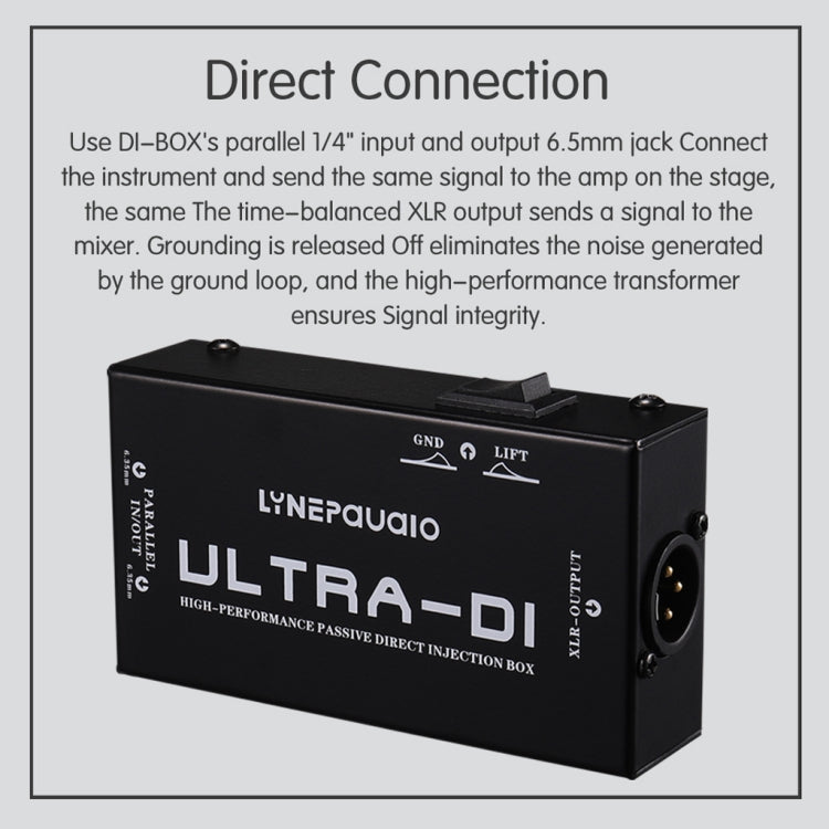 Electric Guitar Electric Bass Passive DI Box with Earthing Switch Function of Humming Noise Cancellation