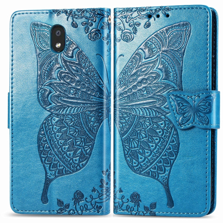 For LG K30 2019  Butterfly Love Flower Embossed Horizontal Flip Leather Case with Bracket Lanyard Card Slot Wallet