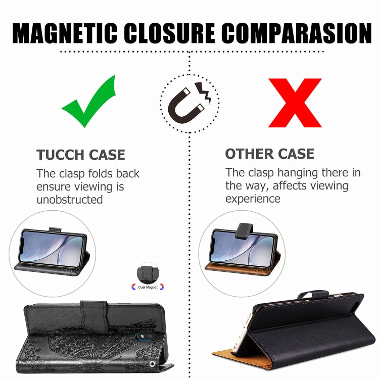 For LG K30 2019  Butterfly Love Flower Embossed Horizontal Flip Leather Case with Bracket Lanyard Card Slot Wallet