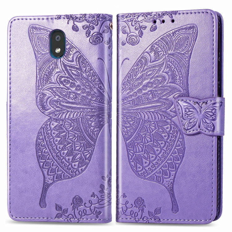 For LG K30 2019  Butterfly Love Flower Embossed Horizontal Flip Leather Case with Bracket Lanyard Card Slot Wallet