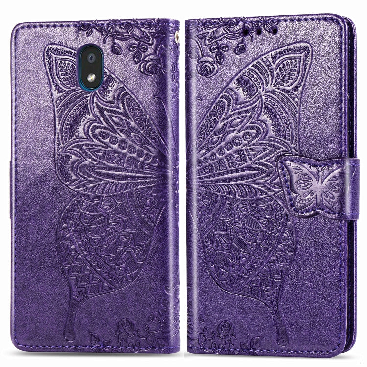 For LG K30 2019  Butterfly Love Flower Embossed Horizontal Flip Leather Case with Bracket Lanyard Card Slot Wallet