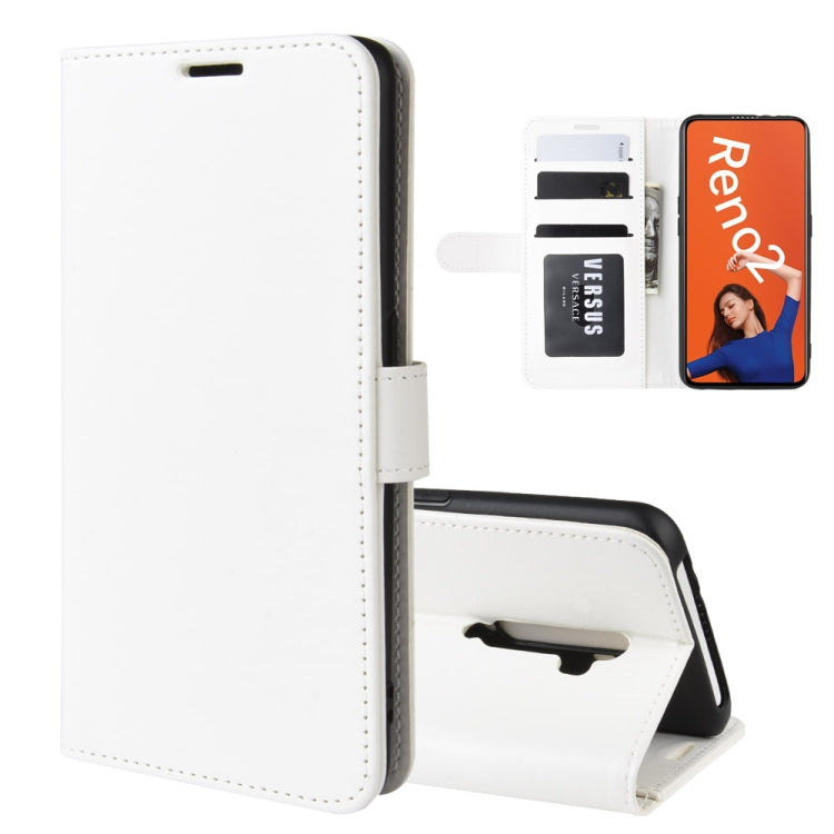 For OPPO RENO2  R64 Texture Single Fold Horizontal Flip Leather Case with Holder & Card Slots & Wallet