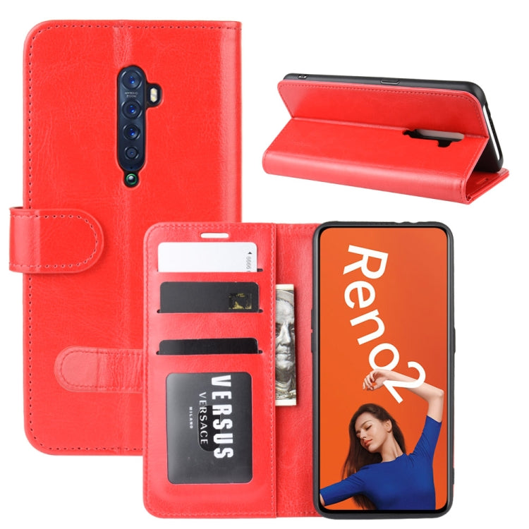 For OPPO RENO2  R64 Texture Single Fold Horizontal Flip Leather Case with Holder & Card Slots & Wallet