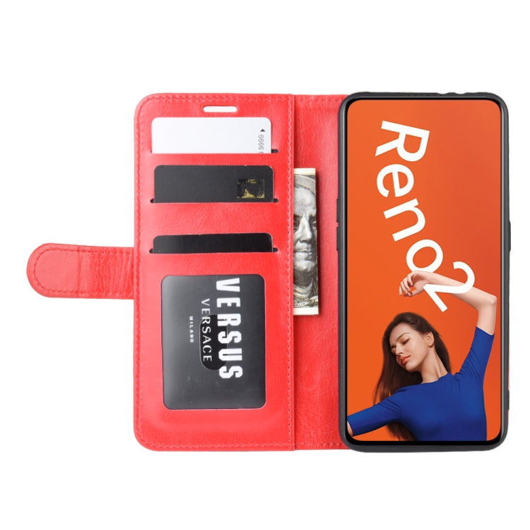 For OPPO RENO2  R64 Texture Single Fold Horizontal Flip Leather Case with Holder & Card Slots & Wallet